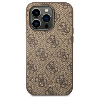 Guess GUHCP14LG4GFBR iPhone 14 Pro 6.1 &quot;brown / brown hard case 4G Metal Gold Logo