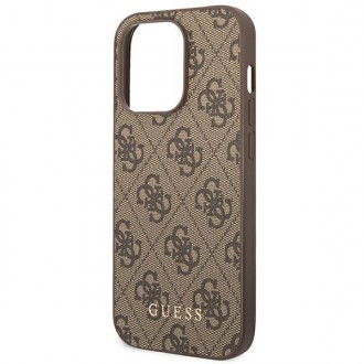 Guess GUHCP14LG4GFBR iPhone 14 Pro 6.1 &quot;brown / brown hard case 4G Metal Gold Logo