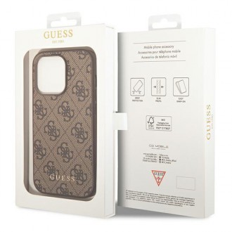 Guess GUHCP14LG4GFBR iPhone 14 Pro 6.1 &quot;brown / brown hard case 4G Metal Gold Logo