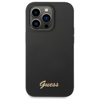 Guess GUHCP14LSLSMK iPhone 14 Pro 6.1 &quot;black / black hard case Silicone Vintage Gold Logo
