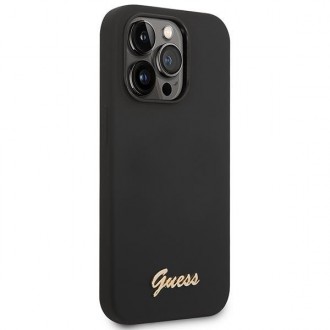 Guess GUHCP14LSLSMK iPhone 14 Pro 6.1 &quot;black / black hard case Silicone Vintage Gold Logo
