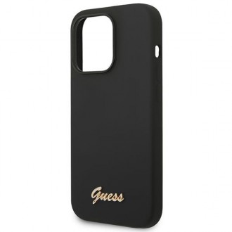 Guess GUHCP14LSLSMK iPhone 14 Pro 6.1 &quot;black / black hard case Silicone Vintage Gold Logo