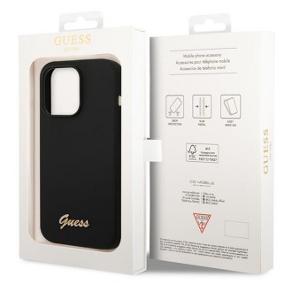 Guess GUHCP14LSLSMK iPhone 14 Pro 6.1 &quot;black / black hard case Silicone Vintage Gold Logo