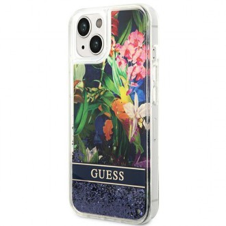 Guess GUHCP14MLFLSB iPhone 14 Plus 6.7 &quot;blue / blue hardcase Flower Liquid Glitter