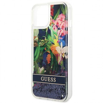 Guess GUHCP14MLFLSB iPhone 14 Plus 6.7 &quot;blue / blue hardcase Flower Liquid Glitter