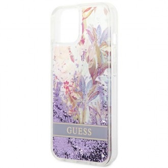 Guess GUHCP14MLFLSU iPhone 14 Plus 6.7 &quot;violet / purple hardcase Flower Liquid Glitter