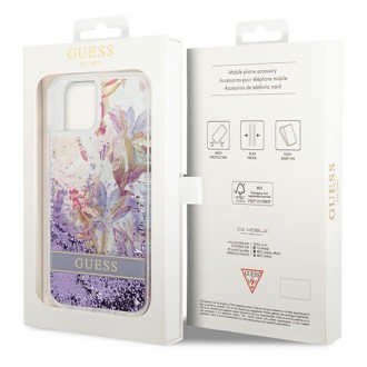 Guess GUHCP14MLFLSU iPhone 14 Plus 6.7 &quot;violet / purple hardcase Flower Liquid Glitter