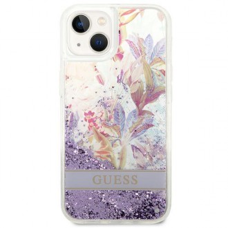 Guess GUHCP14SLFLSU iPhone 14 6.1 &quot;violet / purple hardcase Flower Liquid Glitter