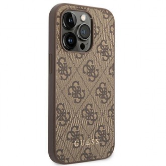 Guess GUHCP14XG4GFBR iPhone 14 Pro Max 6.7 &quot;brown / brown hard case 4G Metal Gold Logo