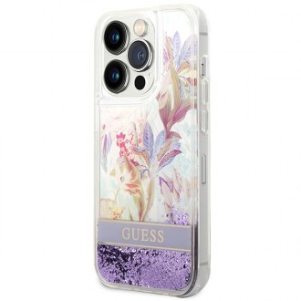 Guess GUHCP14XLFLSU iPhone 14 Pro Max 6.7 &quot;violet / purple hardcase Flower Liquid Glitter