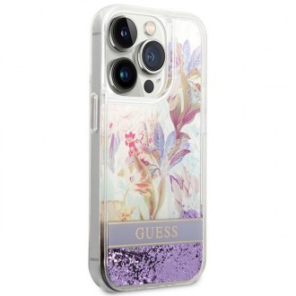 Guess GUHCP14XLFLSU iPhone 14 Pro Max 6.7 &quot;violet / purple hardcase Flower Liquid Glitter