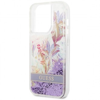 Guess GUHCP14XLFLSU iPhone 14 Pro Max 6.7 &quot;violet / purple hardcase Flower Liquid Glitter