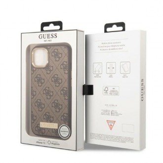 Guess GUHMP13MU4GPRW iPhone 13 6.1 &quot;brown / brown hard case 4G Logo Plate MagSafe