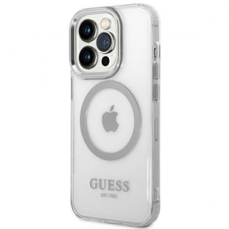 Guess GUHMP14LHTRMS iPhone 14 Pro 6,1" srebrny/silver hard case Metal Outline Magsafe