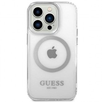 Guess GUHMP14LHTRMS iPhone 14 Pro 6,1" srebrny/silver hard case Metal Outline Magsafe