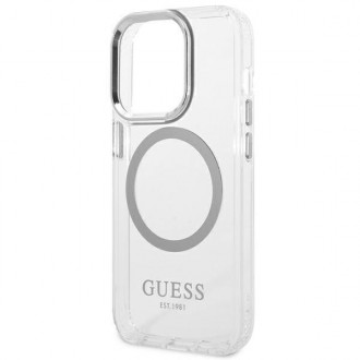 Guess GUHMP14LHTRMS iPhone 14 Pro 6,1" srebrny/silver hard case Metal Outline Magsafe