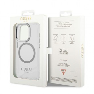 Guess GUHMP14LHTRMS iPhone 14 Pro 6,1" srebrny/silver hard case Metal Outline Magsafe