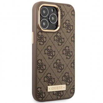 Guess GUHMP14LU4GPRW iPhone 14 Pro 6.1 &quot;brown / brown hard case 4G Logo Plate MagSafe