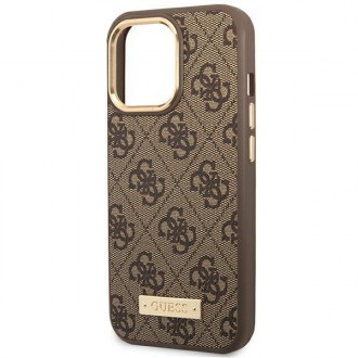 Guess GUHMP14LU4GPRW iPhone 14 Pro 6.1 &quot;brown / brown hard case 4G Logo Plate MagSafe