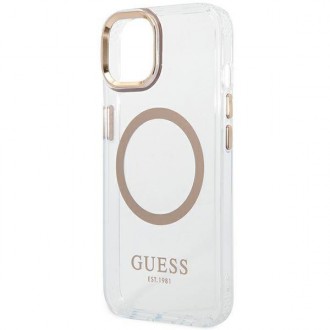 Guess GUHMP14MHTRMD iPhone 14 Plus 6.7 &quot;gold / gold hard case Metal Outline Magsafe