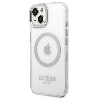 Guess GUHMP14MHTRMS iPhone 14 Plus 6,7" srebrny/silver hard case Metal Outline Magsafe
