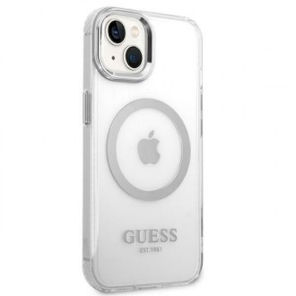 Guess GUHMP14MHTRMS iPhone 14 Plus 6,7" srebrny/silver hard case Metal Outline Magsafe