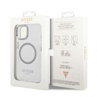 Guess GUHMP14MHTRMS iPhone 14 Plus 6,7" srebrny/silver hard case Metal Outline Magsafe