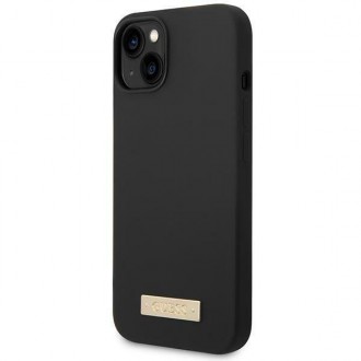 Guess GUHMP14MSBPLK iPhone 14 Plus 6,7" czarny/black hard case Silicone Logo Plate MagSafe