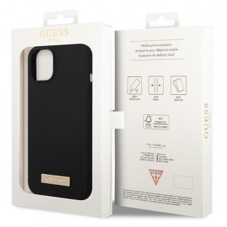 Guess GUHMP14MSBPLK iPhone 14 Plus 6,7" czarny/black hard case Silicone Logo Plate MagSafe