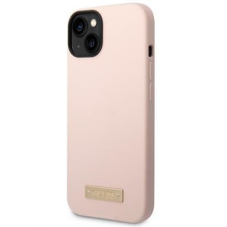 Guess GUHMP14MSBPLP iPhone 14 Plus 6.7 &quot;pink / pink hard case Silicone Logo Plate MagSafe