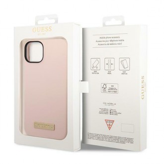 Guess GUHMP14MSBPLP iPhone 14 Plus 6.7 &quot;pink / pink hard case Silicone Logo Plate MagSafe