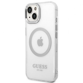 Guess GUHMP14SHTRMS iPhone 14 6,1" srebrny/silver hard case Metal Outline Magsafe