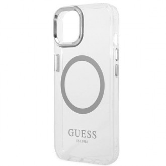 Guess GUHMP14SHTRMS iPhone 14 6,1" srebrny/silver hard case Metal Outline Magsafe