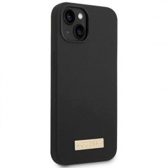 Guess GUHMP14SSBPLK iPhone 14 6.1 &quot;black / black hard case Silicone Logo Plate MagSafe