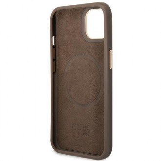 Guess GUHMP14SU4GPRW iPhone 14 6.1 &quot;brown / brown hard case 4G Logo Plate MagSafe
