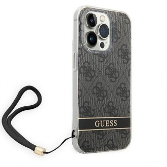 Guess GUOHCP14LH4STK iPhone 14 Pro 6.1 &quot;black / black hardcase 4G Print Strap