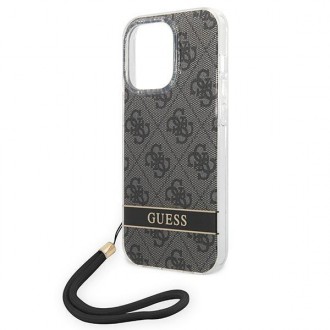 Guess GUOHCP14LH4STK iPhone 14 Pro 6.1 &quot;black / black hardcase 4G Print Strap