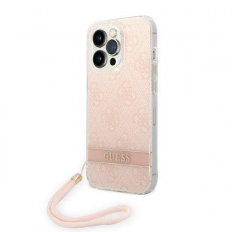 Guess GUOHCP14LH4STP iPhone 14 Pro 6.1 &quot;pink / pink hardcase 4G Print Strap