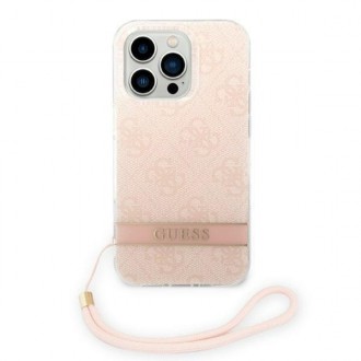 Guess GUOHCP14LH4STP iPhone 14 Pro 6.1 &quot;pink / pink hardcase 4G Print Strap