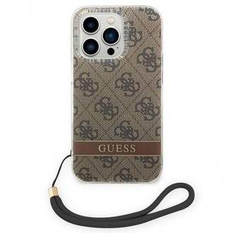 Guess GUOHCP14LH4STW iPhone 14 Pro 6.1 &quot;brown / brown hardcase 4G Print Strap