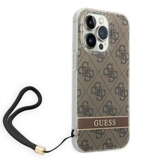 Guess GUOHCP14LH4STW iPhone 14 Pro 6.1 &quot;brown / brown hardcase 4G Print Strap