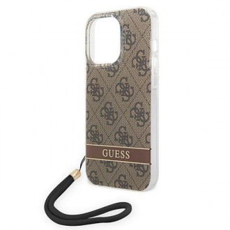 Guess GUOHCP14LH4STW iPhone 14 Pro 6.1 &quot;brown / brown hardcase 4G Print Strap