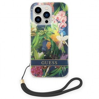 Guess GUOHCP14LHFLSB iPhone 14 Pro 6.1 &quot;blue / blue hardcase Flower Strap