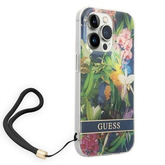 Guess GUOHCP14LHFLSB iPhone 14 Pro 6.1 &quot;blue / blue hardcase Flower Strap