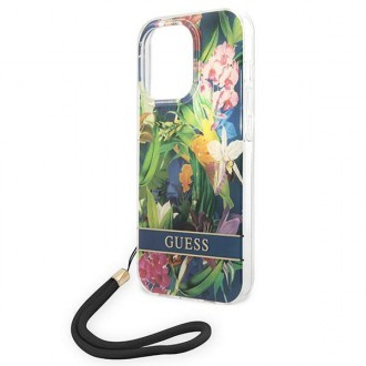 Guess GUOHCP14LHFLSB iPhone 14 Pro 6.1 &quot;blue / blue hardcase Flower Strap