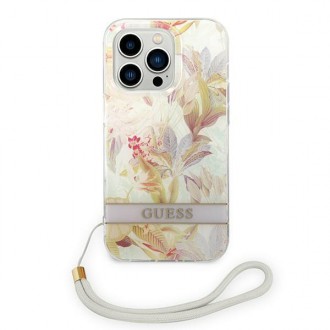 Guess GUOHCP14LHFLSU iPhone 14 Pro 6.1 &quot;purple / purple hardcase Flower Strap