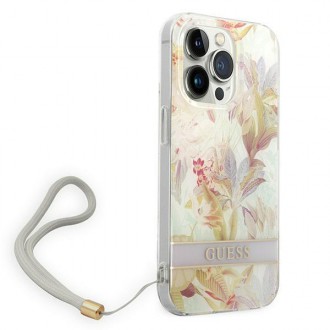 Guess GUOHCP14LHFLSU iPhone 14 Pro 6.1 &quot;purple / purple hardcase Flower Strap
