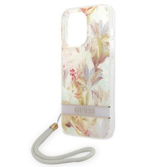 Guess GUOHCP14LHFLSU iPhone 14 Pro 6.1 &quot;purple / purple hardcase Flower Strap