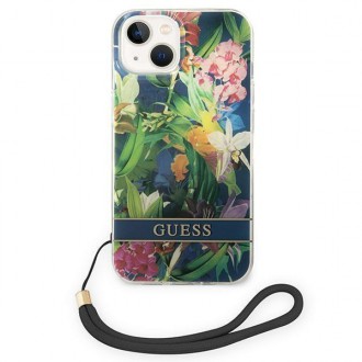 Guess GUOHCP14MHFLSB iPhone 14 Plus 6.7 &quot;blue / blue hardcase Flower Strap