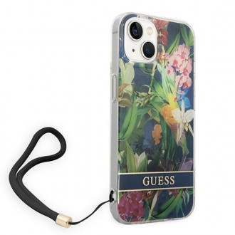 Guess GUOHCP14MHFLSB iPhone 14 Plus 6.7 &quot;blue / blue hardcase Flower Strap